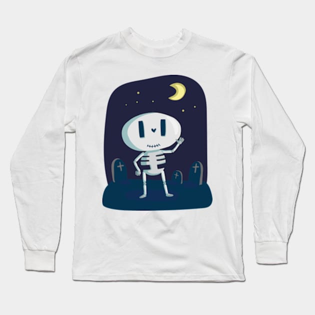 Cute Skeleton at Cemetary Long Sleeve T-Shirt by Petko121212